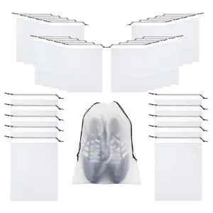 30 PCS Travel Transparent Shoe Bags -Waterproof Storage organizers With Drawstring, packing pouch organizers 30*translucent