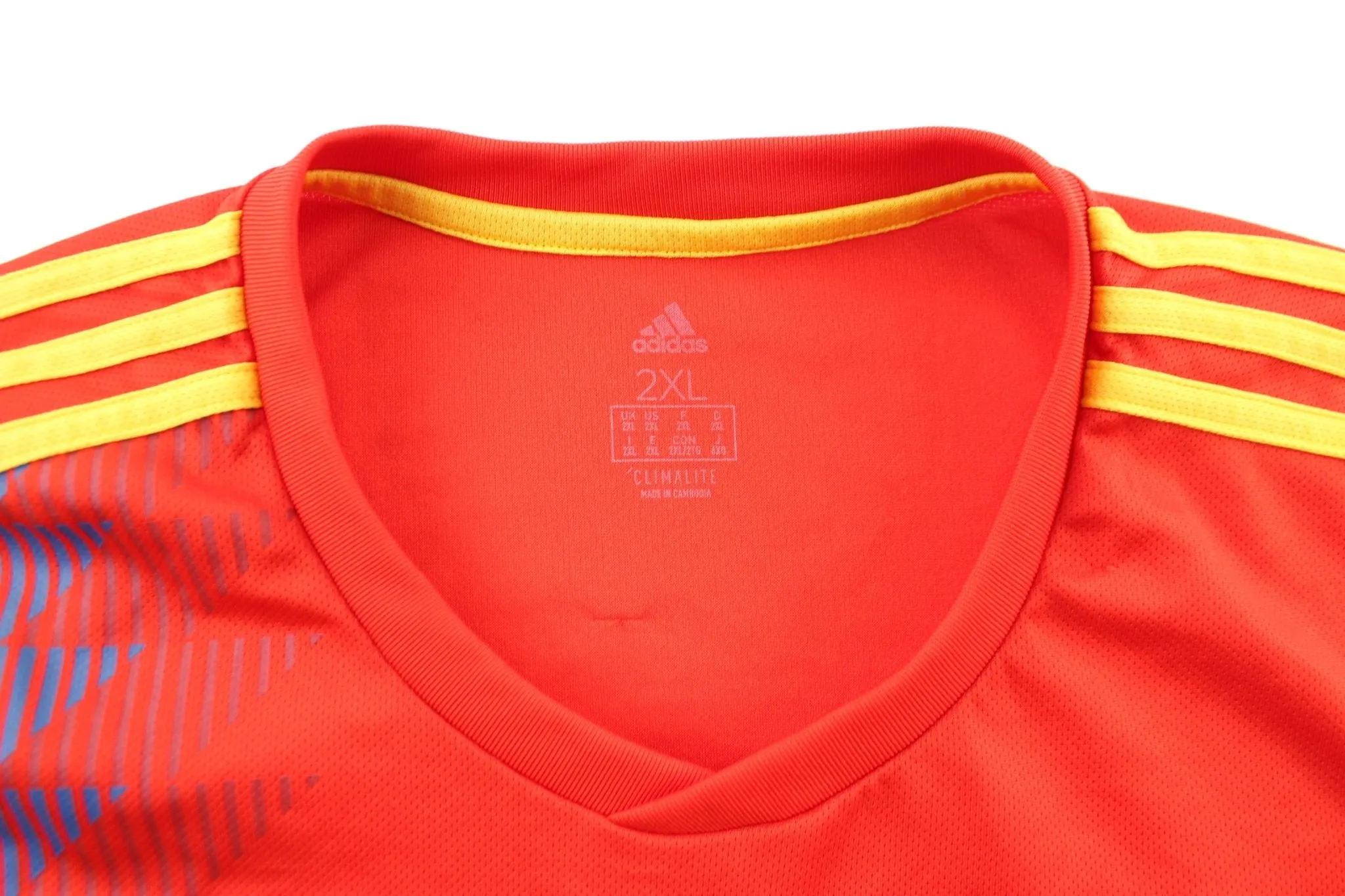 Adidas Embroidered Logo Spain Striped Soccer Jersey