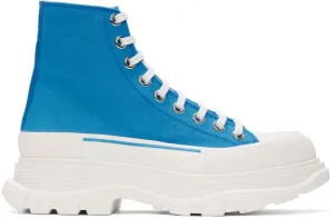Alexander McQueen SSENSE Exclusive Blue Tread Slick Sneaker Boots