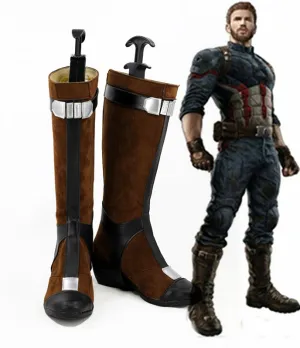Avengers: Infinity War Captain America Steve Rogers Cosplay Shoes Boots Custom Made for Adult Men and Women