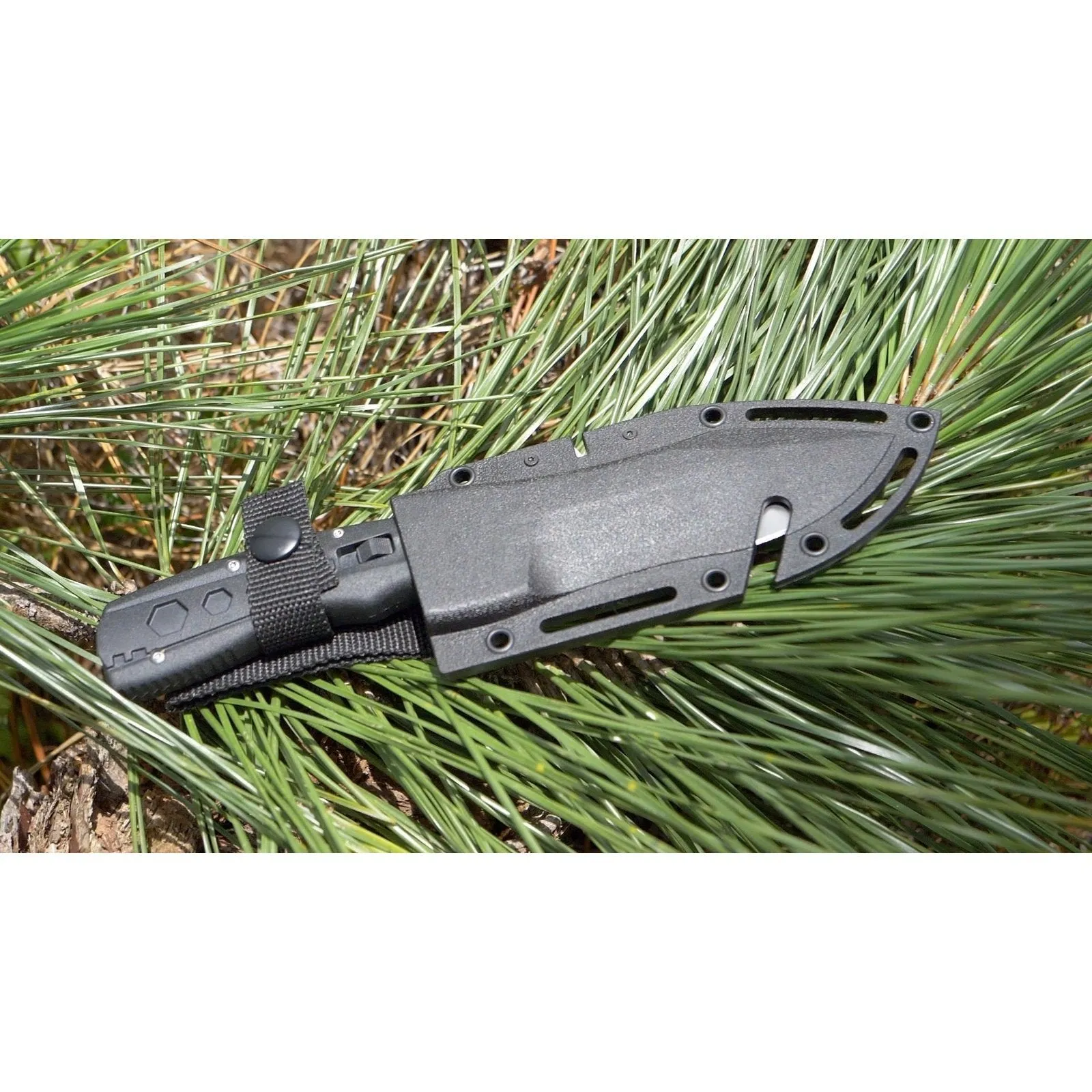 Camillus Injekt 9" Multi-Tool Survival Knife, Fixed 4.25" Blade with Sharpener and Sheath, Black