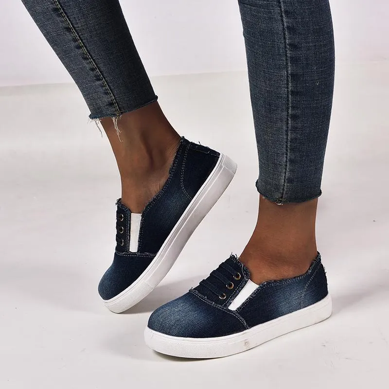 Chicvane New Slip-On Low Top Canvas Shoes With Elastic Band