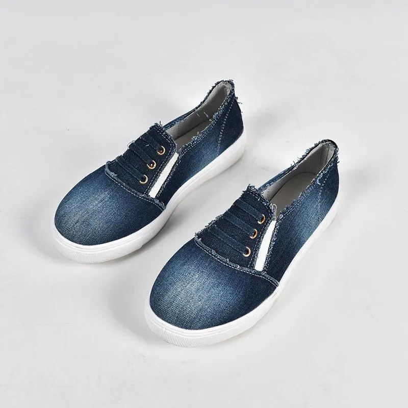 Chicvane New Slip-On Low Top Canvas Shoes With Elastic Band