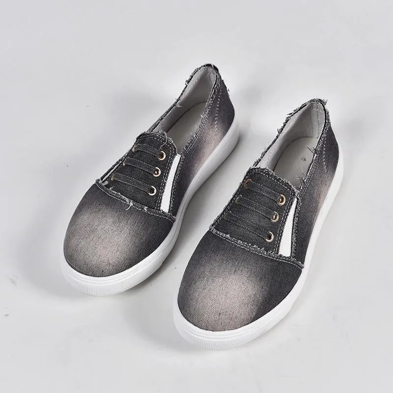 Chicvane New Slip-On Low Top Canvas Shoes With Elastic Band