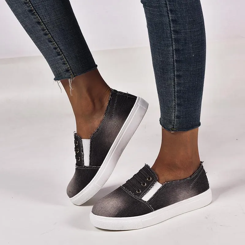 Chicvane New Slip-On Low Top Canvas Shoes With Elastic Band