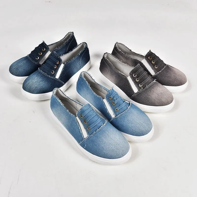 Chicvane New Slip-On Low Top Canvas Shoes With Elastic Band