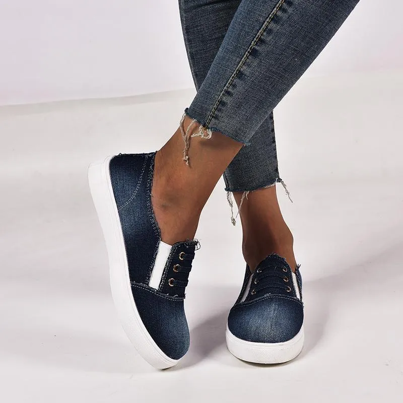 Chicvane New Slip-On Low Top Canvas Shoes With Elastic Band
