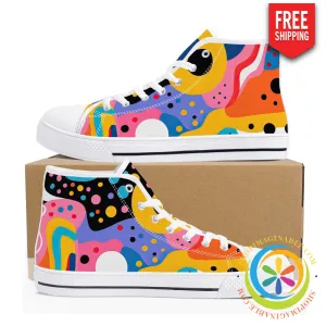 Colorful Pop Art Ladies High Top Canvas Shoes