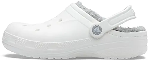 Crocs Unisex-Adult Ralen Lined Clogs | Fuzzy Slippers, White/Light Grey, 12 Women / 10 Men