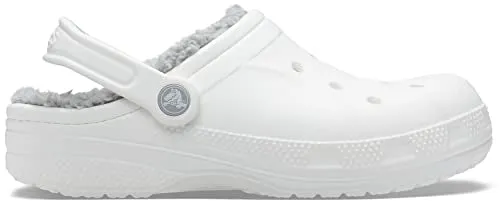 Crocs Unisex-Adult Ralen Lined Clogs | Fuzzy Slippers, White/Light Grey, 12 Women / 10 Men
