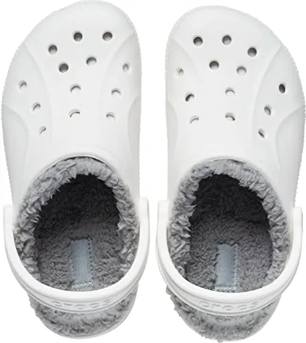 Crocs Unisex-Adult Ralen Lined Clogs | Fuzzy Slippers, White/Light Grey, 12 Women / 10 Men