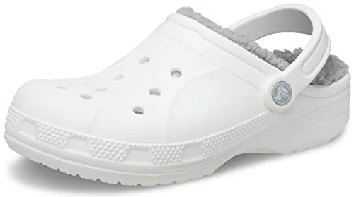 Crocs Unisex-Adult Ralen Lined Clogs | Fuzzy Slippers, White/Light Grey, 12 Women / 10 Men