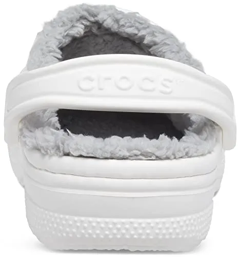 Crocs Unisex-Adult Ralen Lined Clogs | Fuzzy Slippers, White/Light Grey, 12 Women / 10 Men