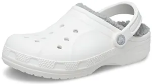 Crocs Unisex-Adult Ralen Lined Clogs | Fuzzy Slippers, White/Light Grey, 12 Women / 10 Men