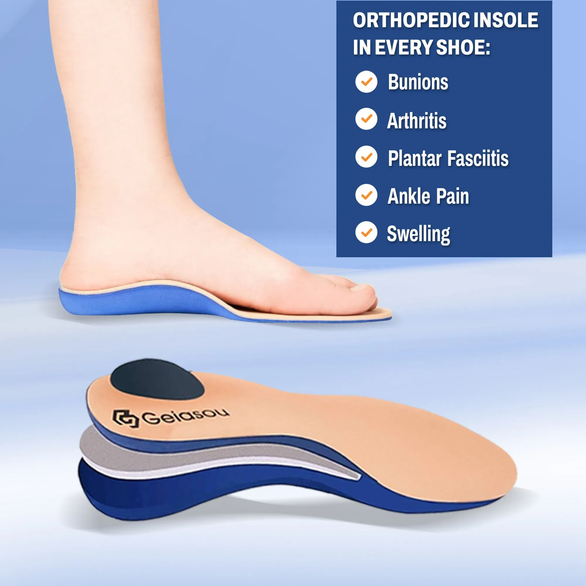 Cuzcare Men Arch Support Sneakers Foldable Rubber Mesh Firm Walking Orthopedic Shoes