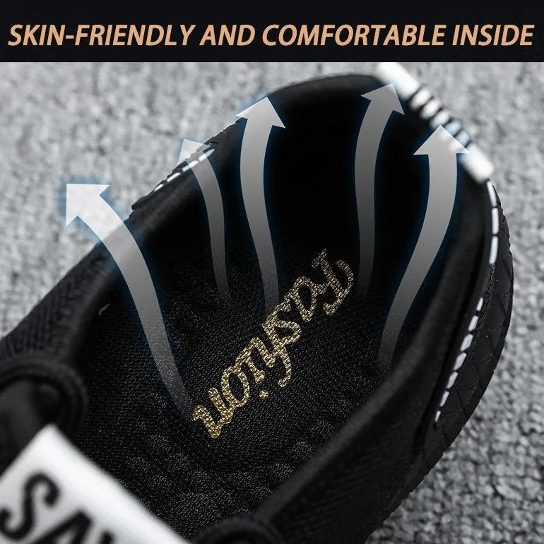 Cuzcare Men Arch Support Sneakers Foldable Rubber Mesh Firm Walking Orthopedic Shoes