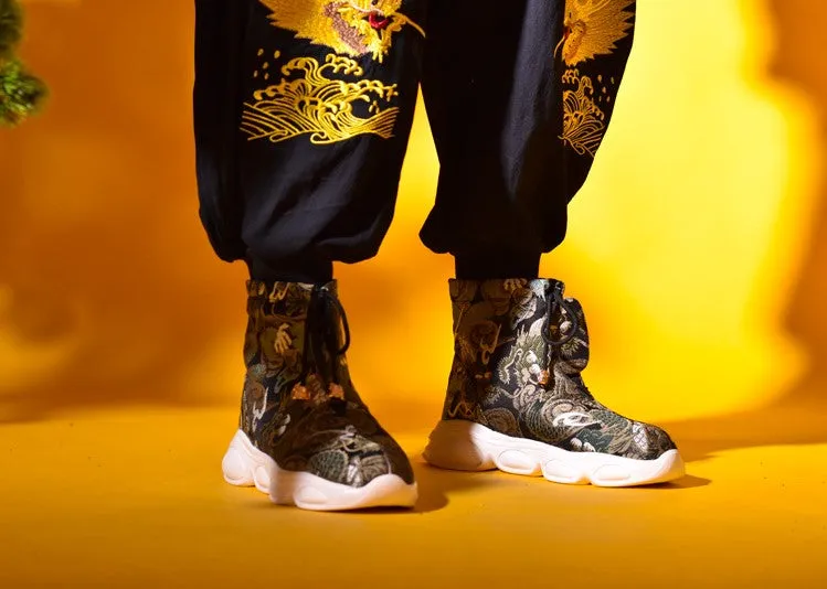 Dragon Pattern Brocade Canvas Sports Shoes Chinese Style Sneakers