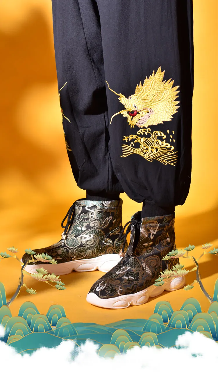 Dragon Pattern Brocade Canvas Sports Shoes Chinese Style Sneakers