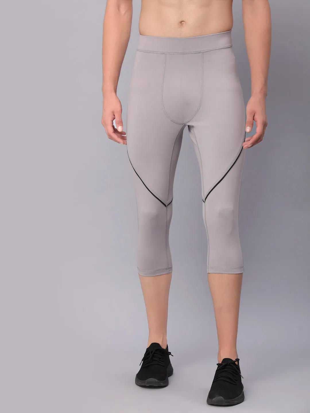 JUMP USA Men Lilac Grey Rapid Dry-Fit Antimicrobial Short Running Tights