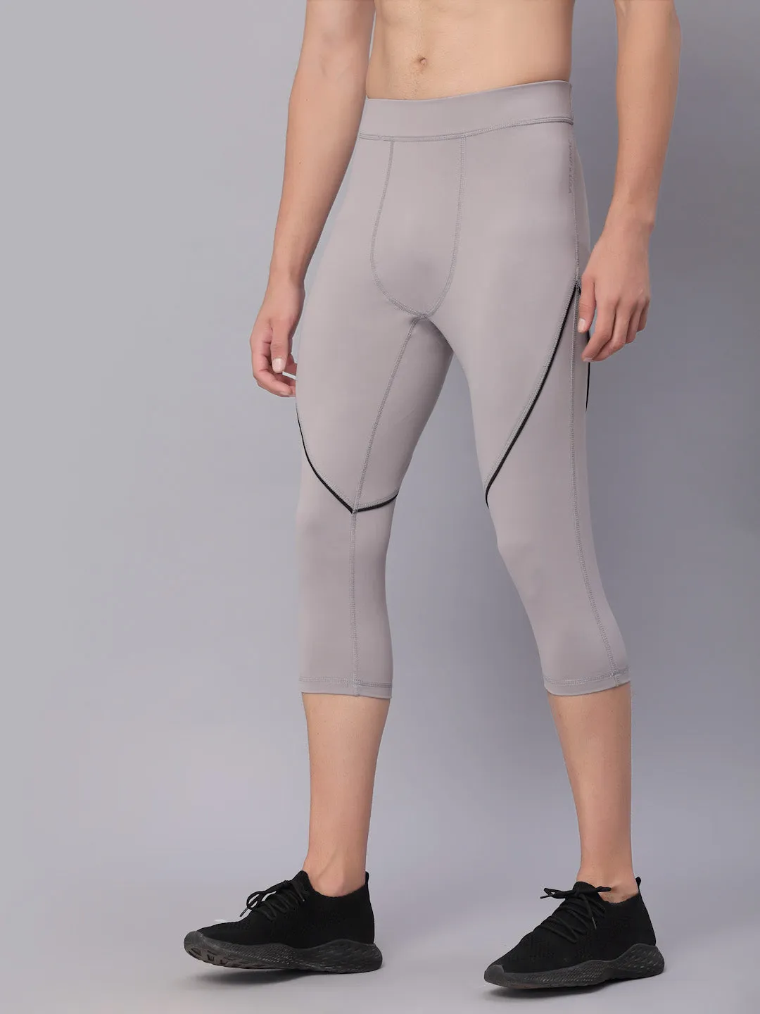 JUMP USA Men Lilac Grey Rapid Dry-Fit Antimicrobial Short Running Tights