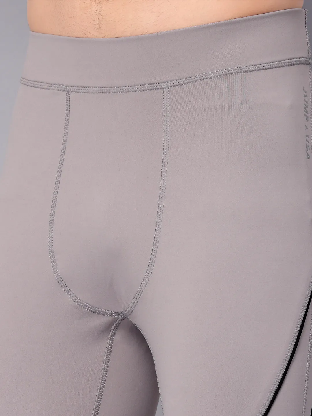 JUMP USA Men Lilac Grey Rapid Dry-Fit Antimicrobial Short Running Tights