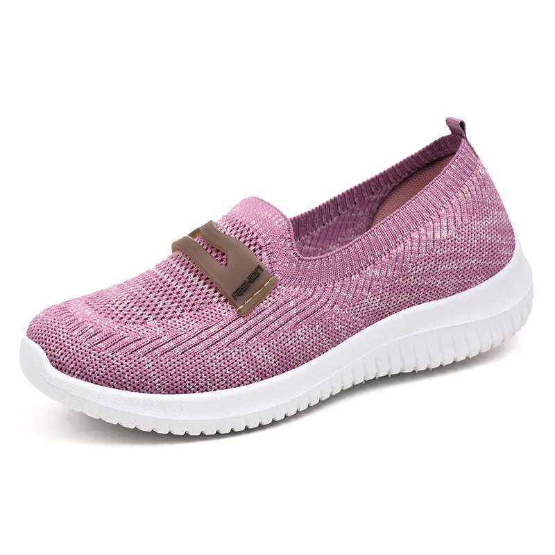 Knitted Casual Running Shoes Slip On Comfort Flat