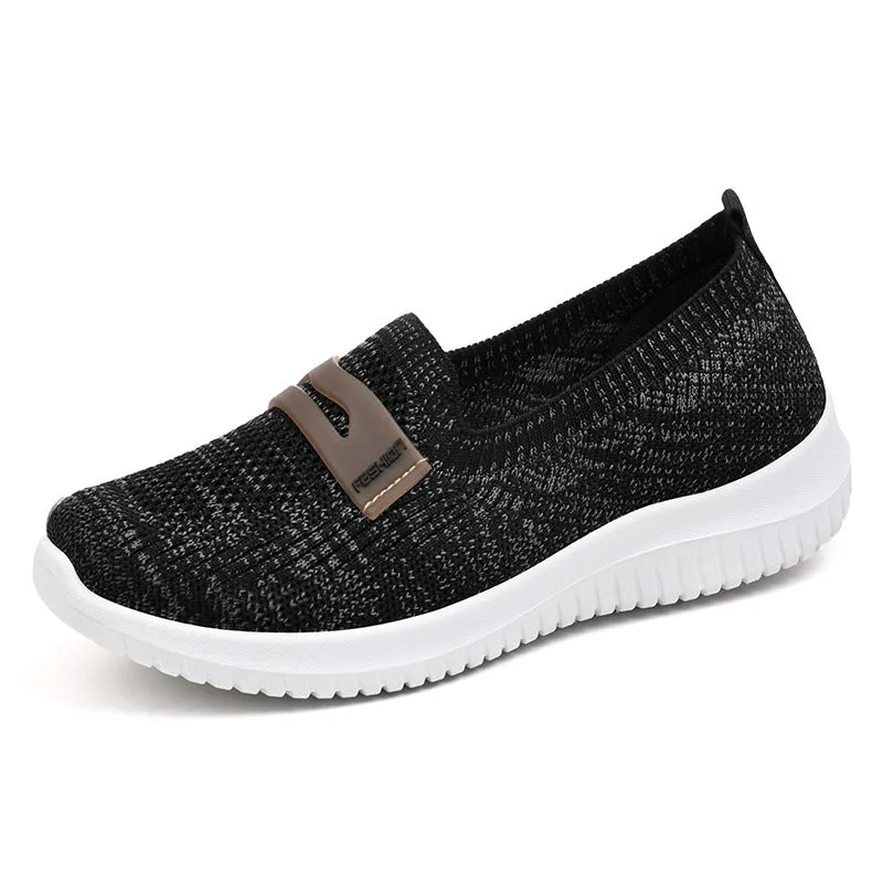 Knitted Casual Running Shoes Slip On Comfort Flat