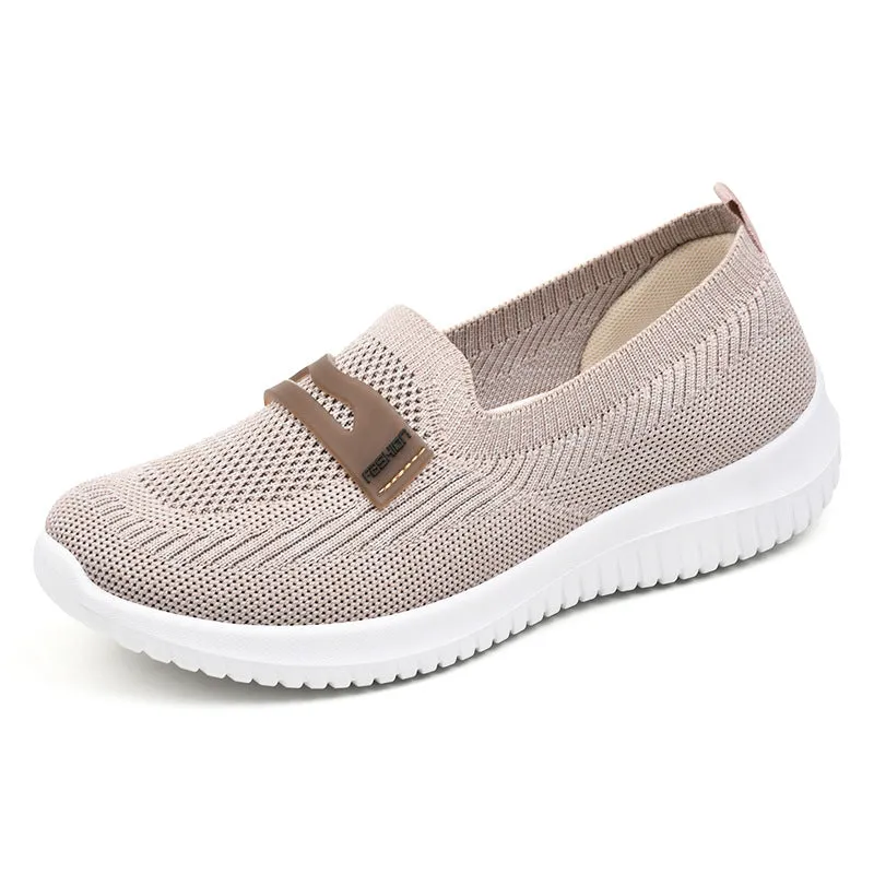 Knitted Casual Running Shoes Slip On Comfort Flat
