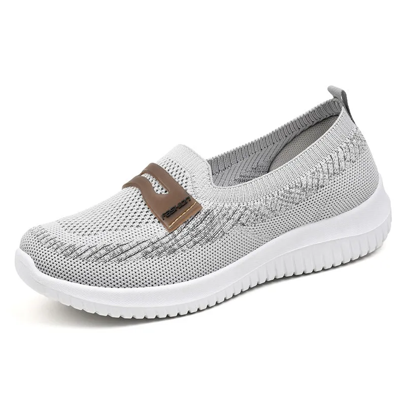 Knitted Casual Running Shoes Slip On Comfort Flat