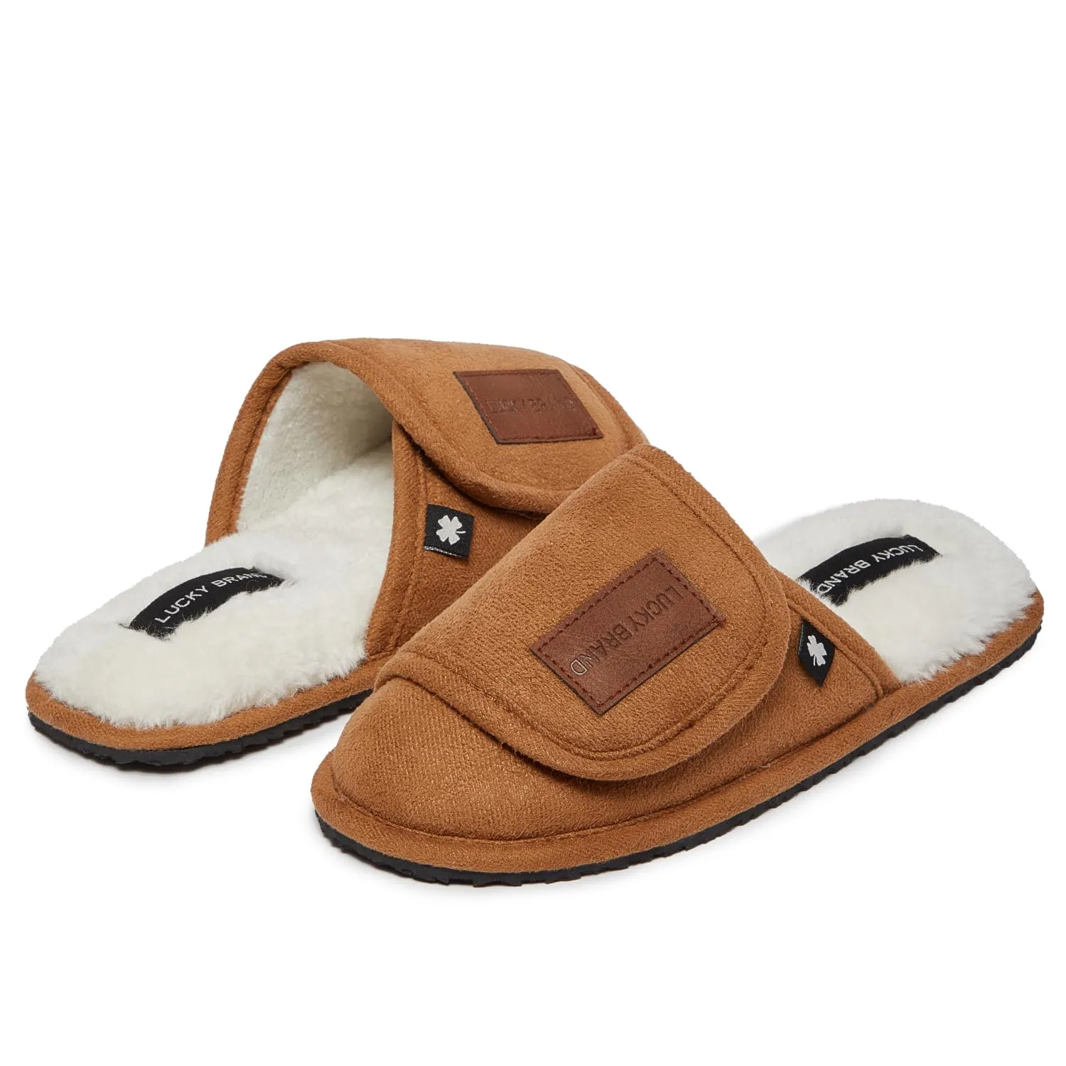 Lucky Brand Boys Slippers - Fuzzy Non Slip Memory Foam House Slippers for Kids - Plush Soft Rubber Sole Bedroom Shoes