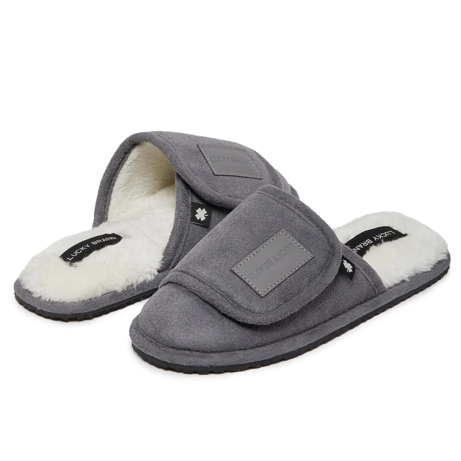 Lucky Brand Boys Slippers - Fuzzy Non Slip Memory Foam House Slippers for Kids - Plush Soft Rubber Sole Bedroom Shoes