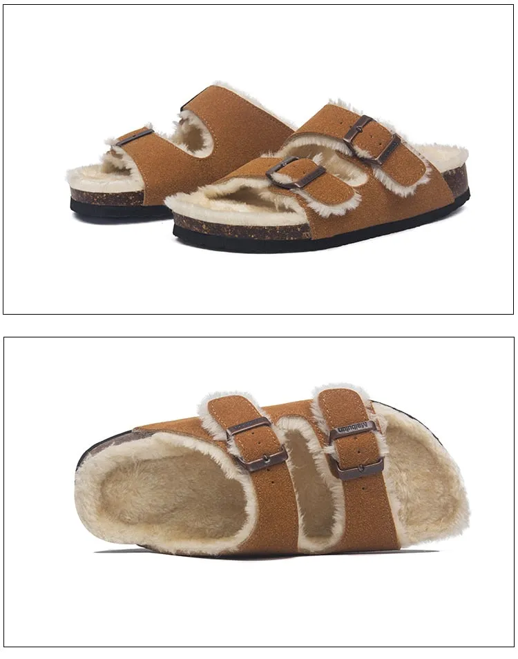 Mama's Fuzzy Sandals with Double Buckle