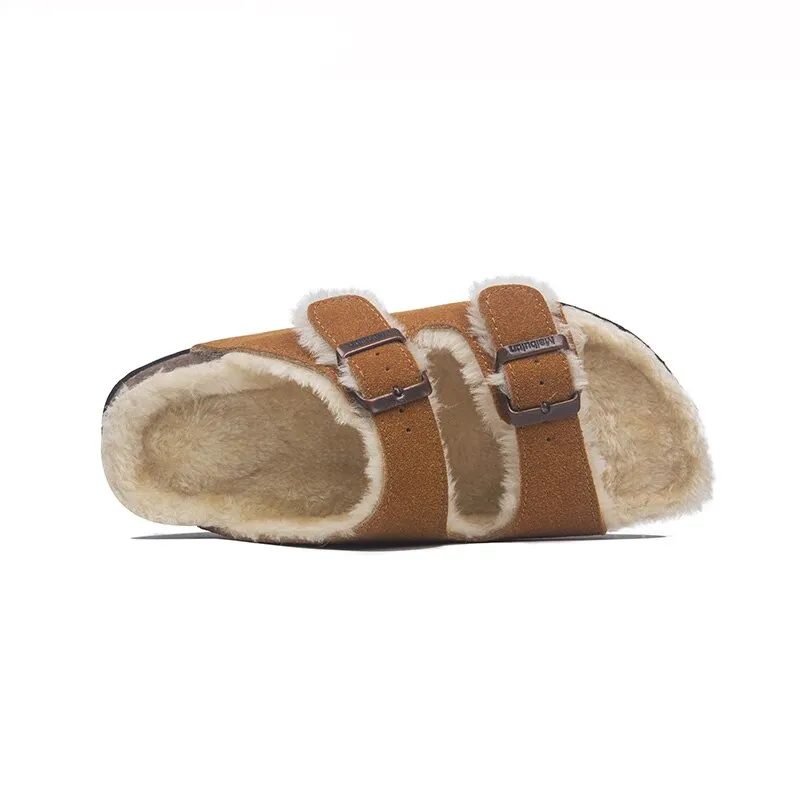 Mama's Fuzzy Sandals with Double Buckle