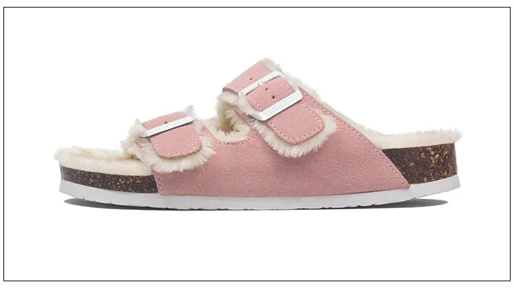 Mama's Fuzzy Sandals with Double Buckle