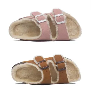 Mama's Fuzzy Sandals with Double Buckle