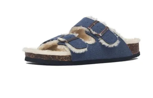 Mama's Fuzzy Sandals with Double Buckle