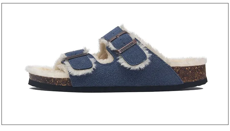 Mama's Fuzzy Sandals with Double Buckle