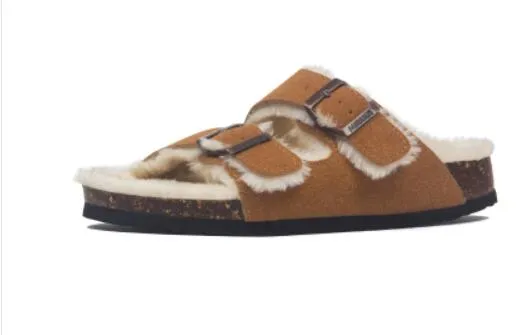 Mama's Fuzzy Sandals with Double Buckle