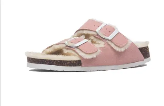 Mama's Fuzzy Sandals with Double Buckle
