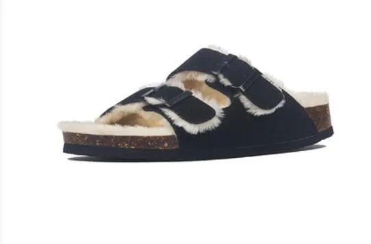 Mama's Fuzzy Sandals with Double Buckle