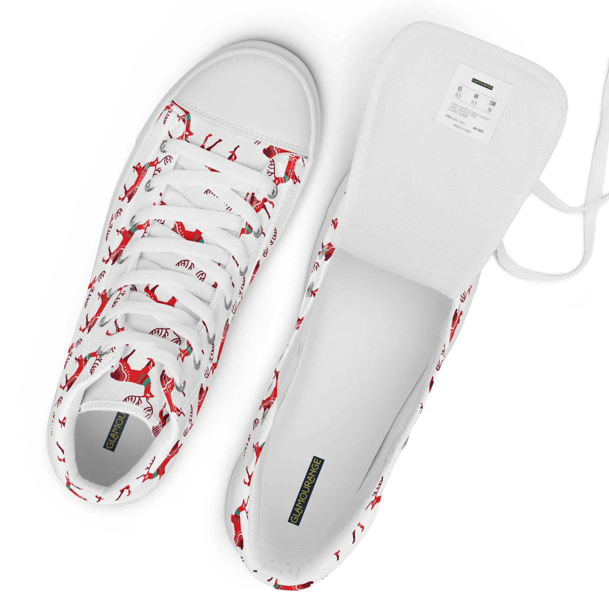 Men Christmas High Top Canvas Shoes (Glamourange Holiday Magic Canvas Shoes For Men - 001)