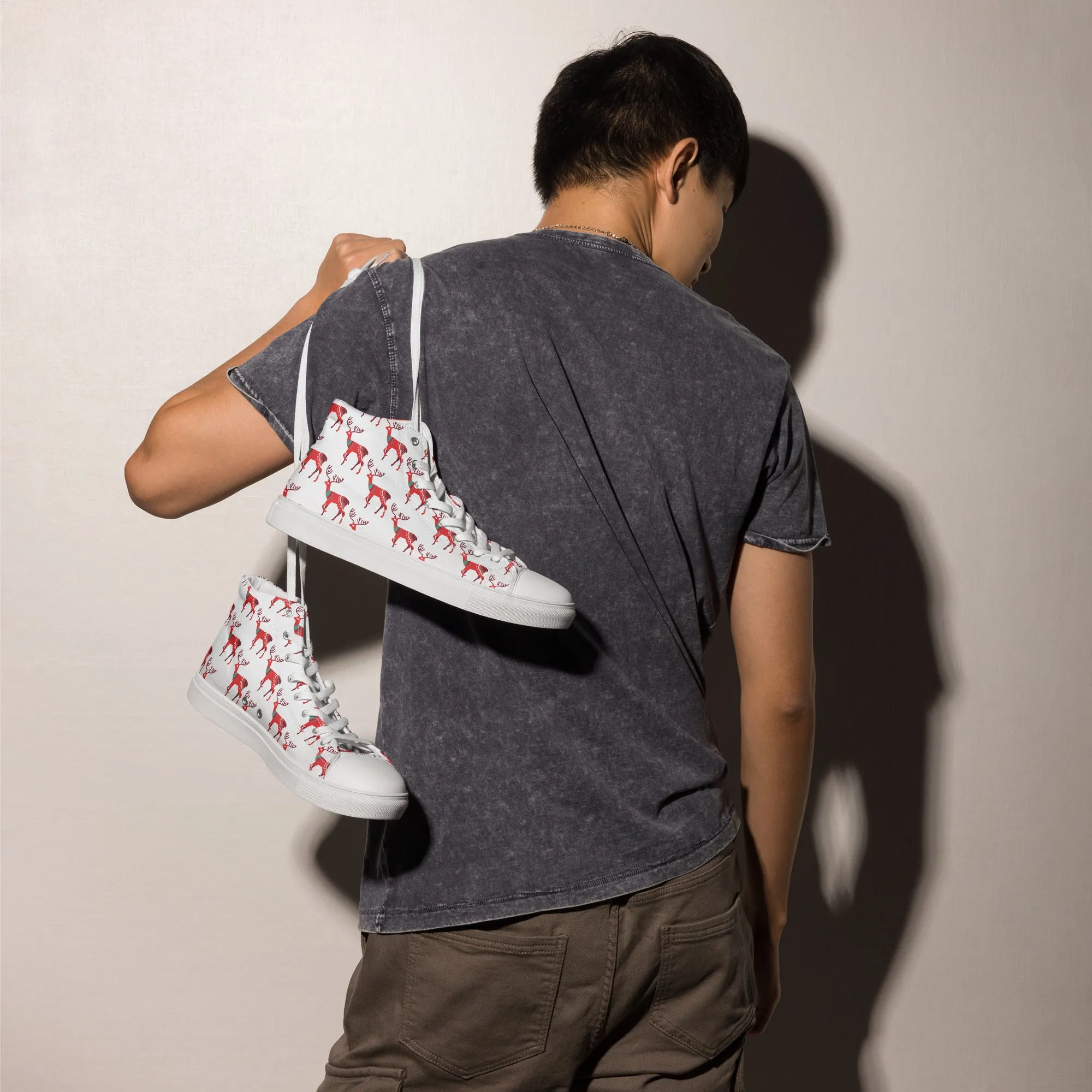 Men Christmas High Top Canvas Shoes (Glamourange Holiday Magic Canvas Shoes For Men - 001)