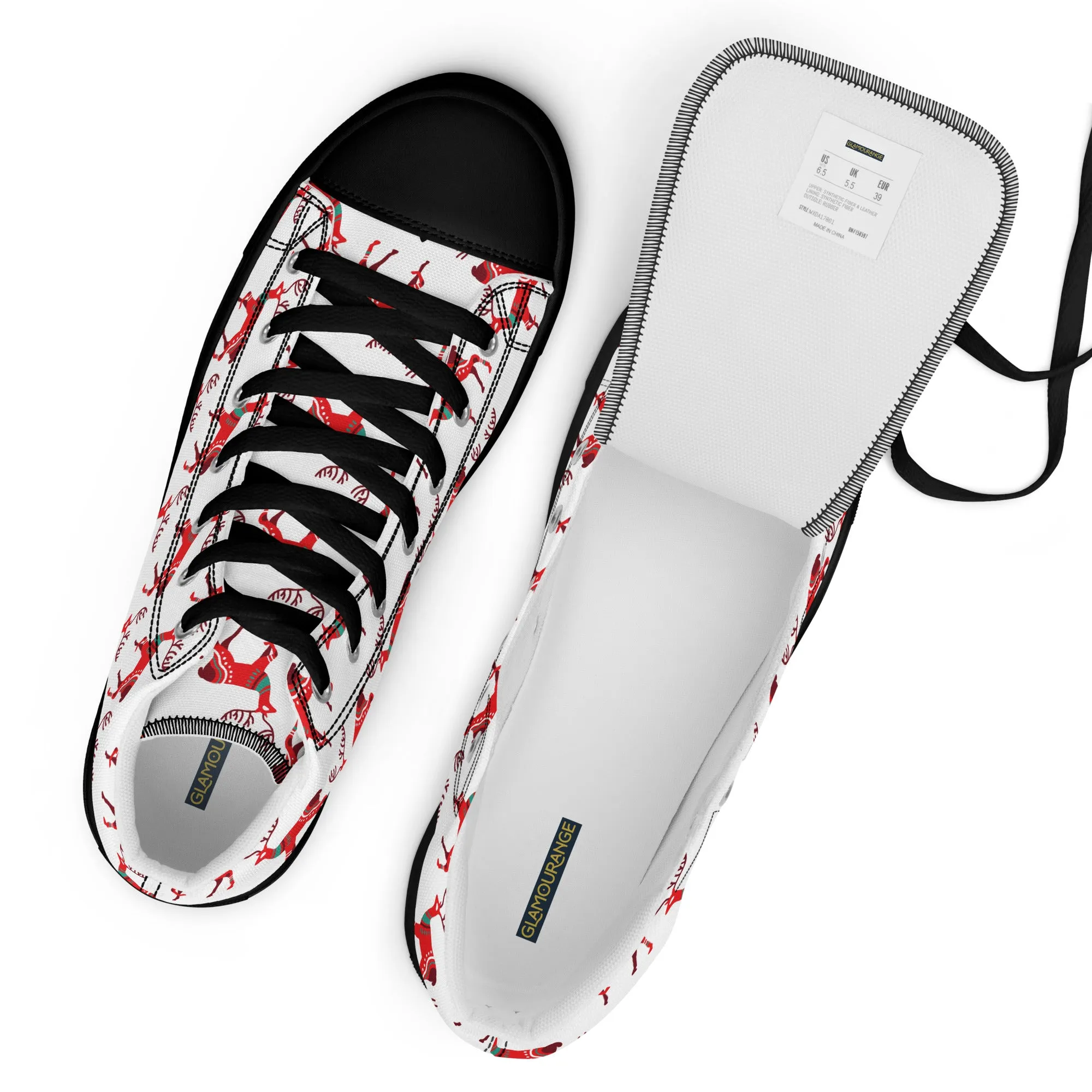 Men Christmas High Top Canvas Shoes (Glamourange Holiday Magic Canvas Shoes For Men - 001)