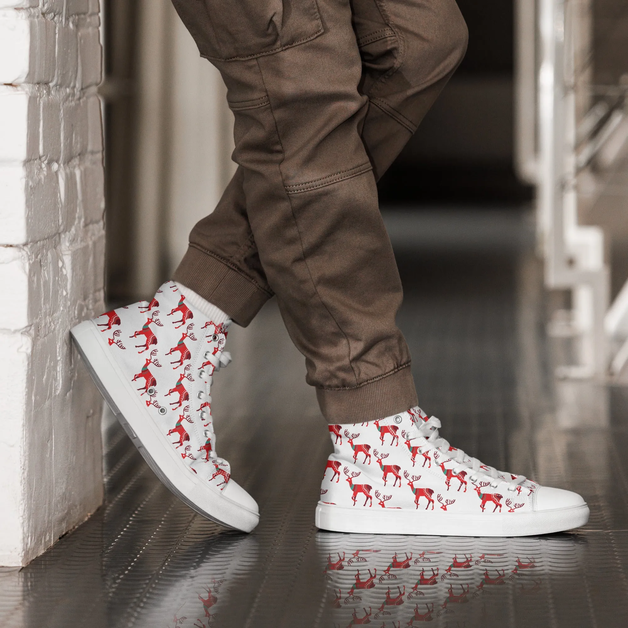 Men Christmas High Top Canvas Shoes (Glamourange Holiday Magic Canvas Shoes For Men - 001)