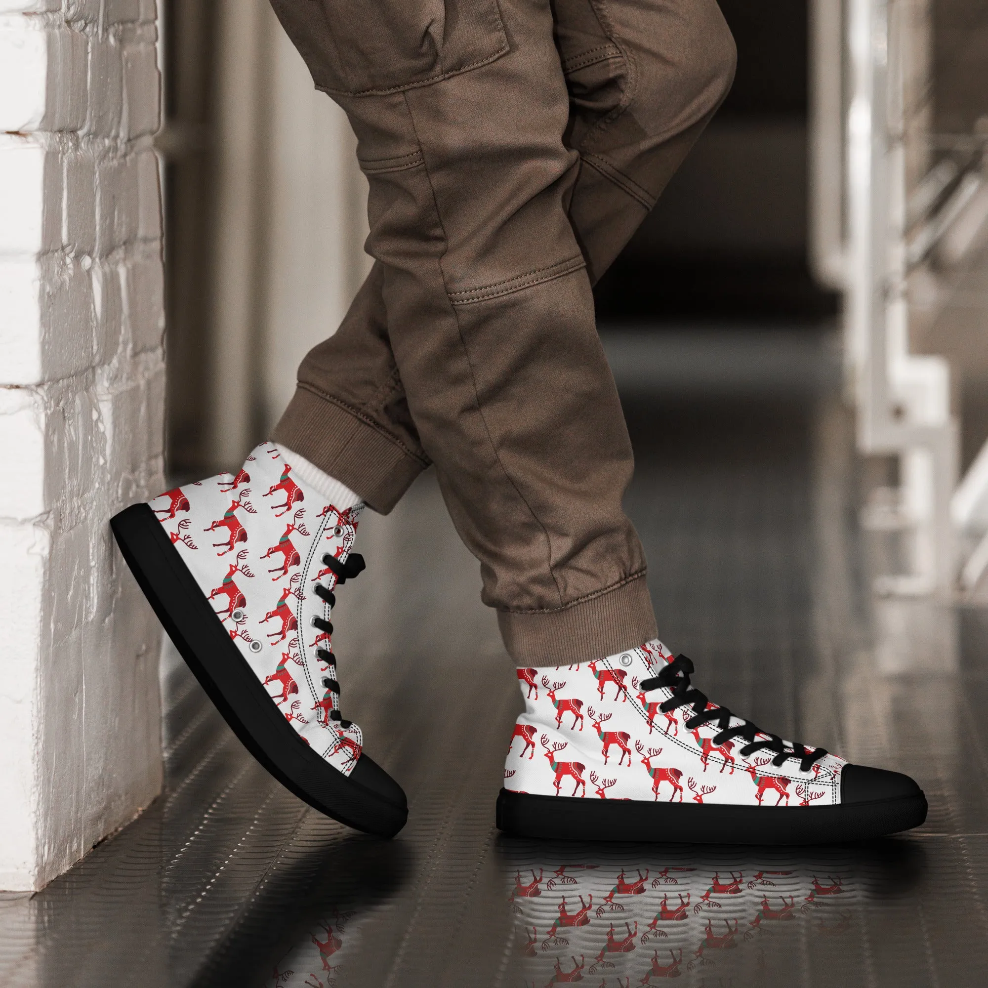 Men Christmas High Top Canvas Shoes (Glamourange Holiday Magic Canvas Shoes For Men - 001)