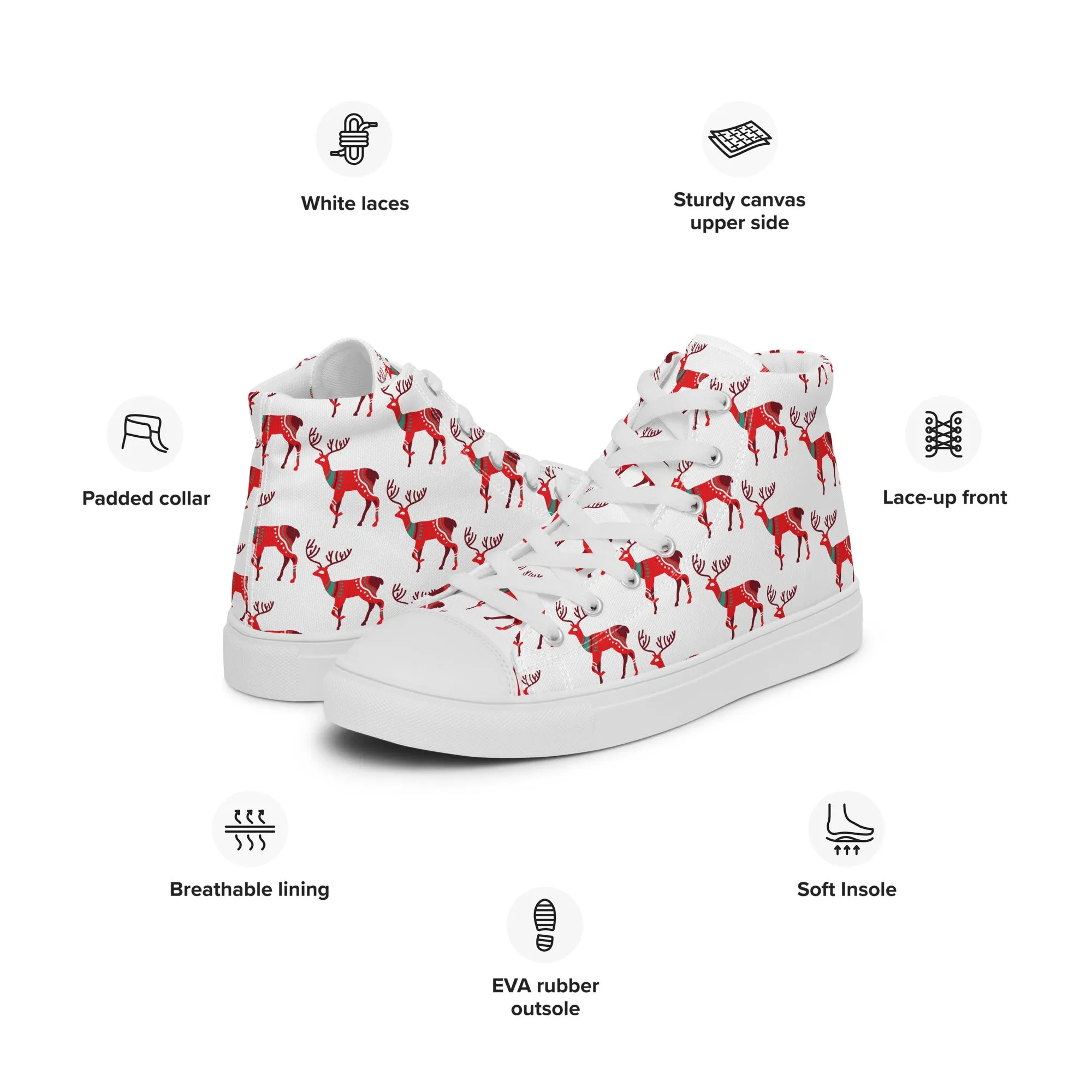 Men Christmas High Top Canvas Shoes (Glamourange Holiday Magic Canvas Shoes For Men - 001)