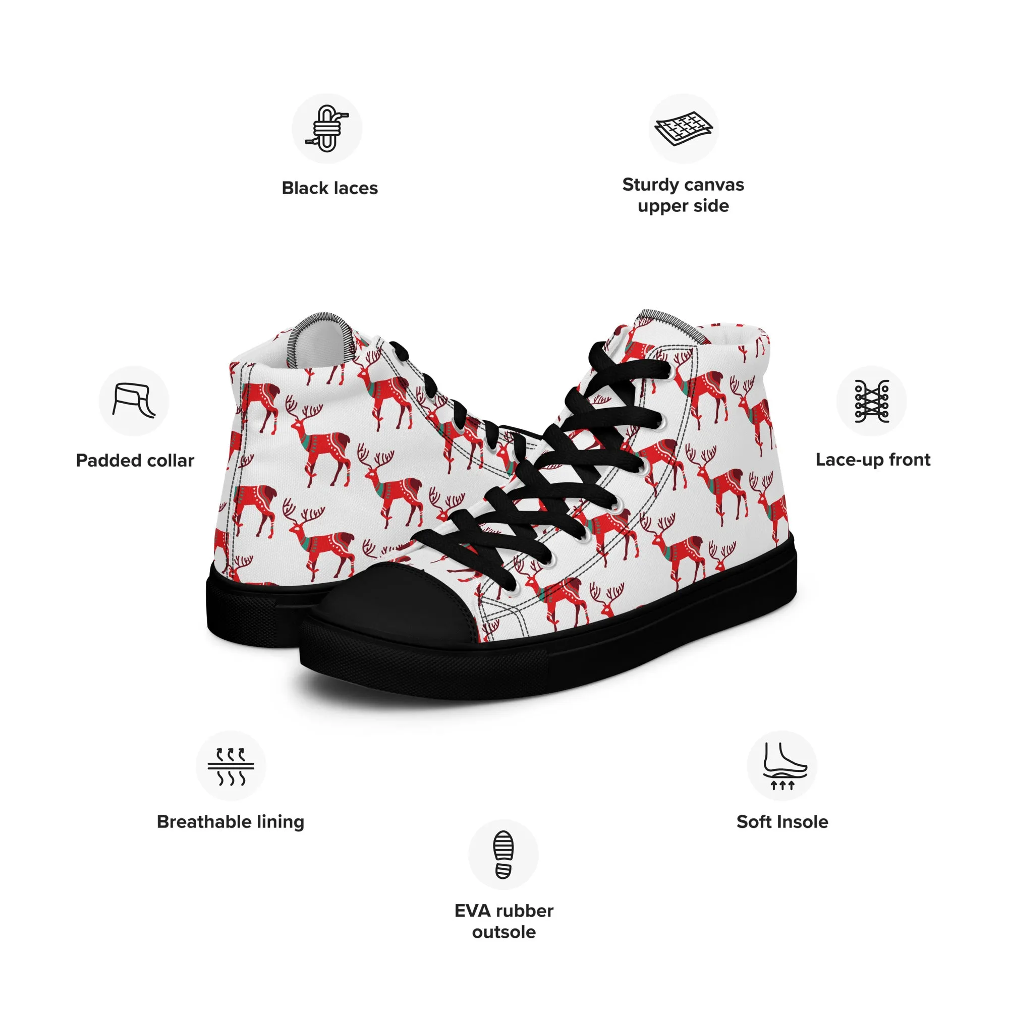Men Christmas High Top Canvas Shoes (Glamourange Holiday Magic Canvas Shoes For Men - 001)