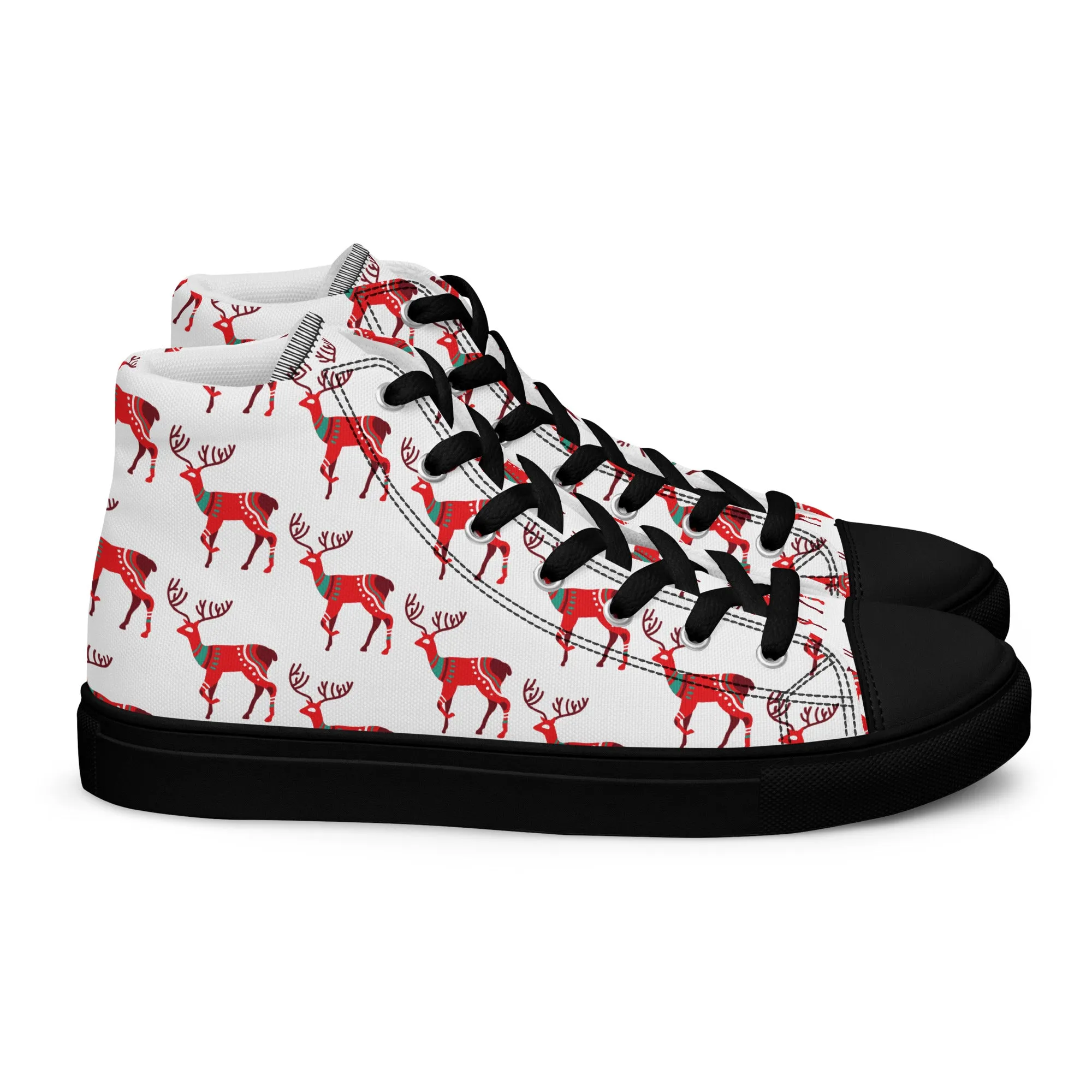 Men Christmas High Top Canvas Shoes (Glamourange Holiday Magic Canvas Shoes For Men - 001)