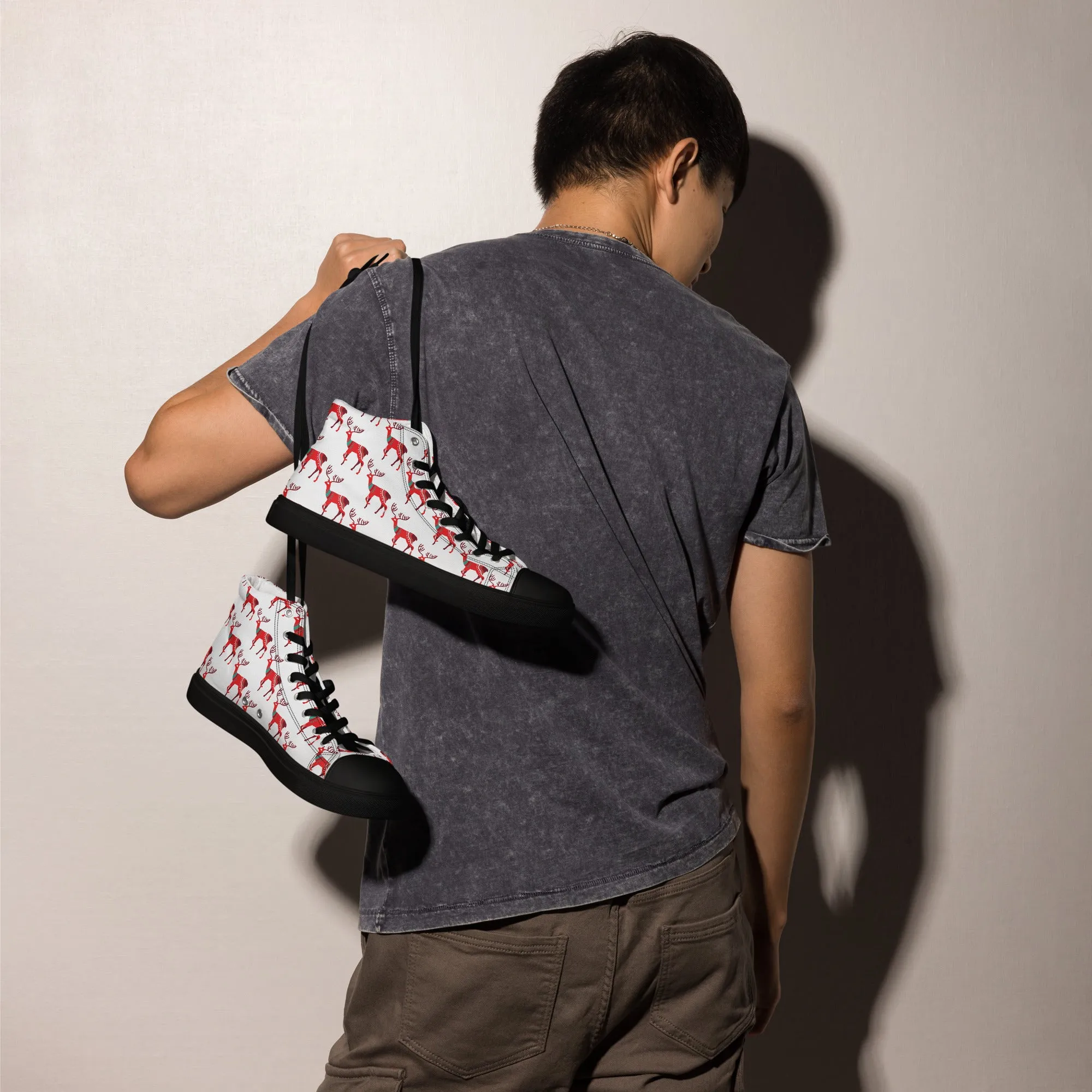 Men Christmas High Top Canvas Shoes (Glamourange Holiday Magic Canvas Shoes For Men - 001)