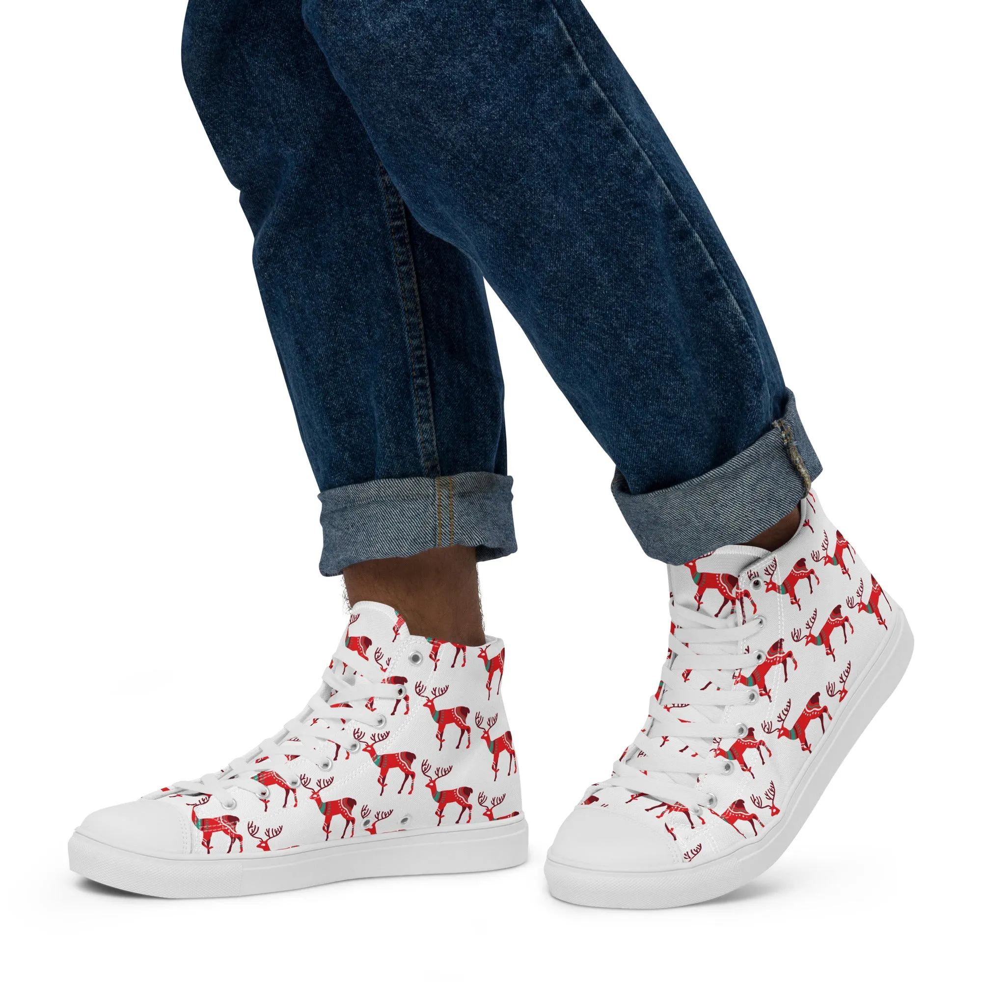 Men Christmas High Top Canvas Shoes (Glamourange Holiday Magic Canvas Shoes For Men - 001)